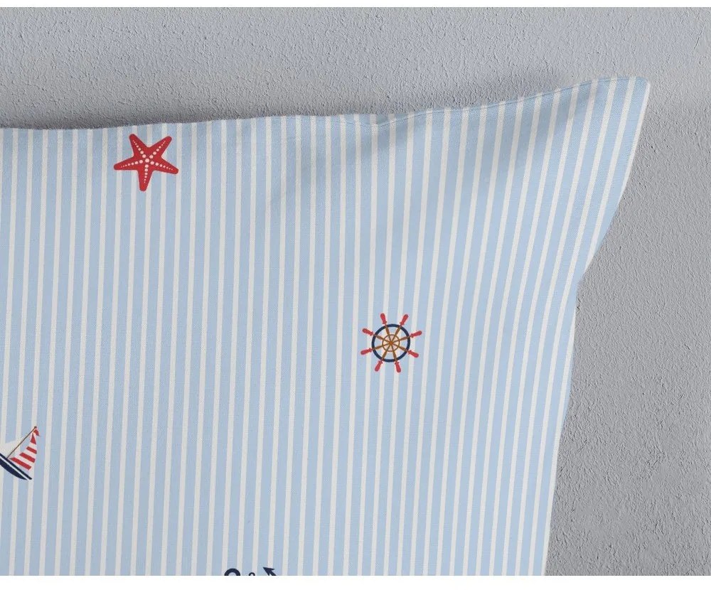 Biele/modré bavlnené obliečky na jednolôžko 140x200 cm Yachtclub – Good Morning
