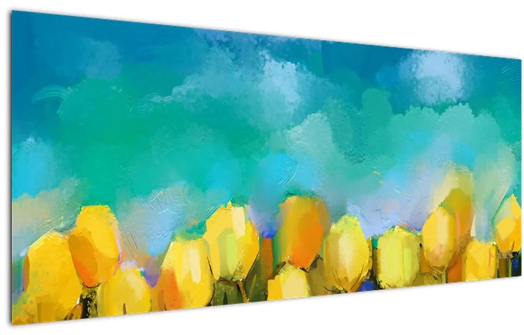 Obraz žltých tulipánov (120x50 cm)