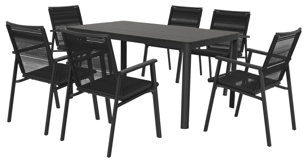 Livarno home Záhradný stôl Miami + Záhradná stolička Miami, 6 kusov  (800008478)