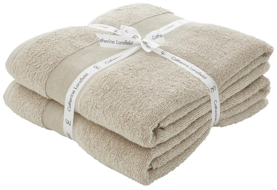 Béžové froté bavlnené osušky v súprave 2 ks 90x140 cm Anti-Bacterial – Catherine Lansfield
