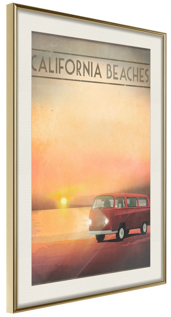Artgeist Plagát - California Beaches [Poster] Veľkosť: 30x45, Verzia: Zlatý rám s passe-partout