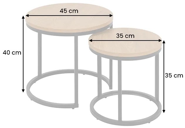 Príručný stolík Elegance set 2 ks 45cm divoký dub