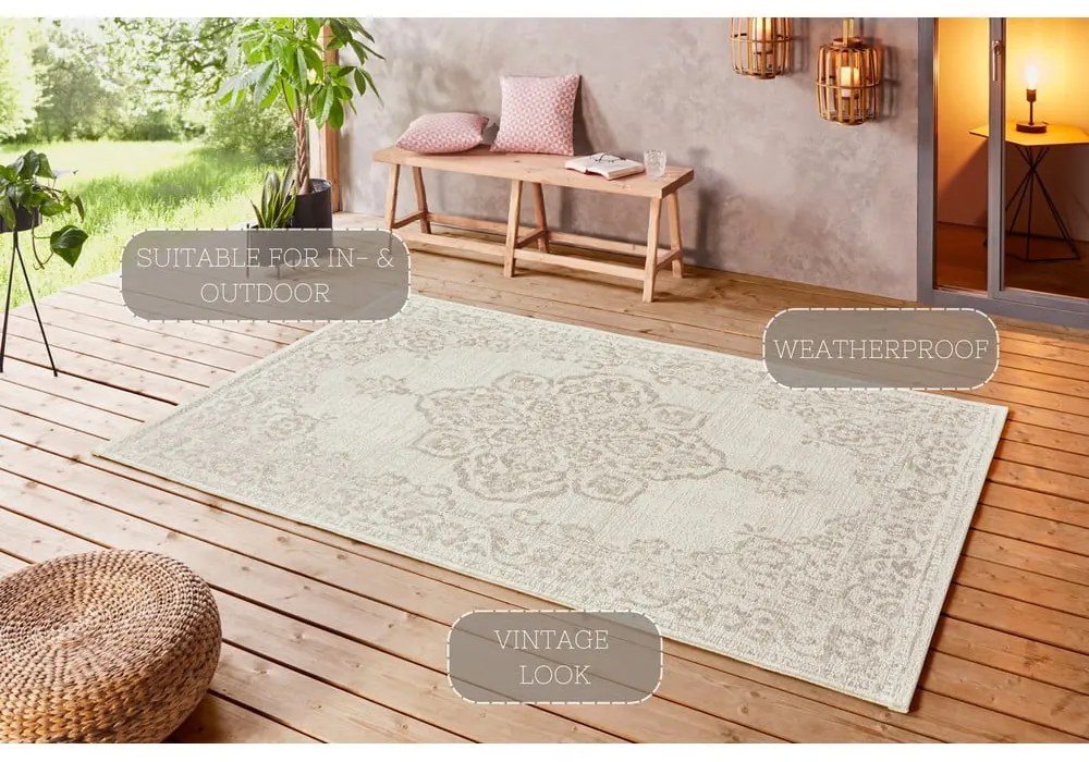 Béžový vonkajší koberec NORTHRUGS Tilos, 160 x 230 cm