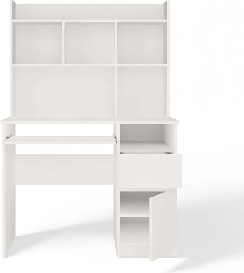 Písací stôl s nadstavcom PORTO pravý matná biela