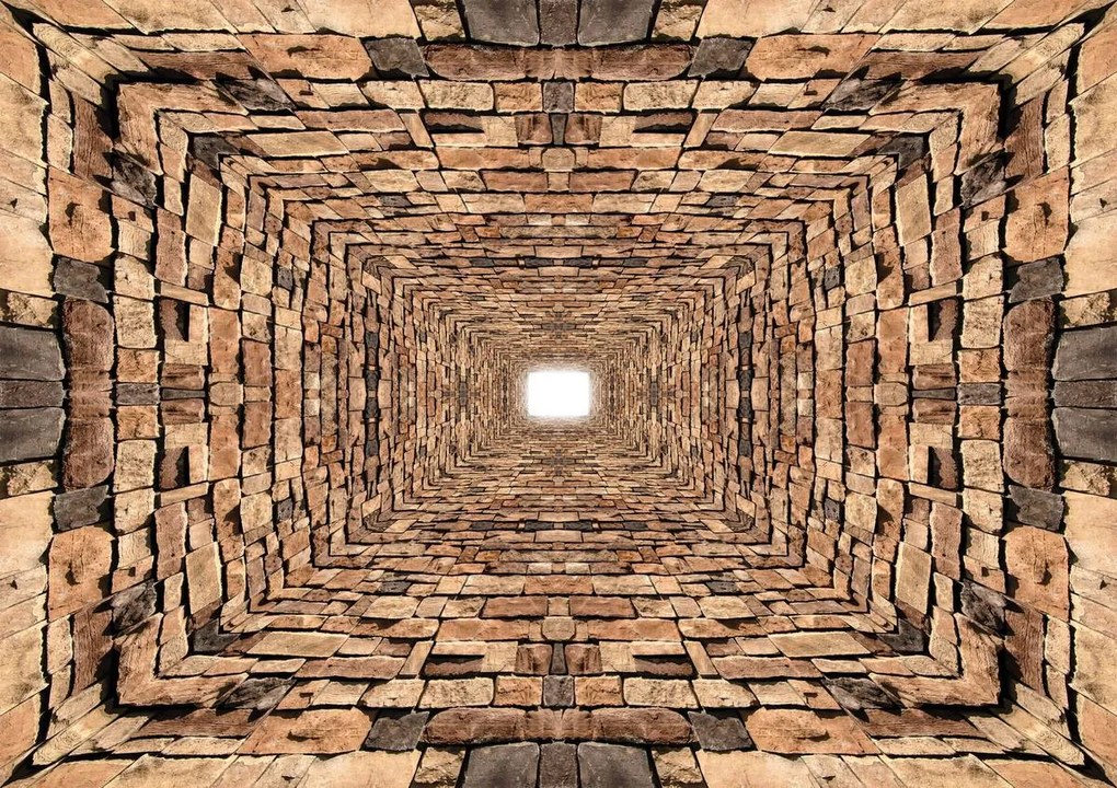 Fototapeta - Tunel 3D kameňov (152,5x104 cm)