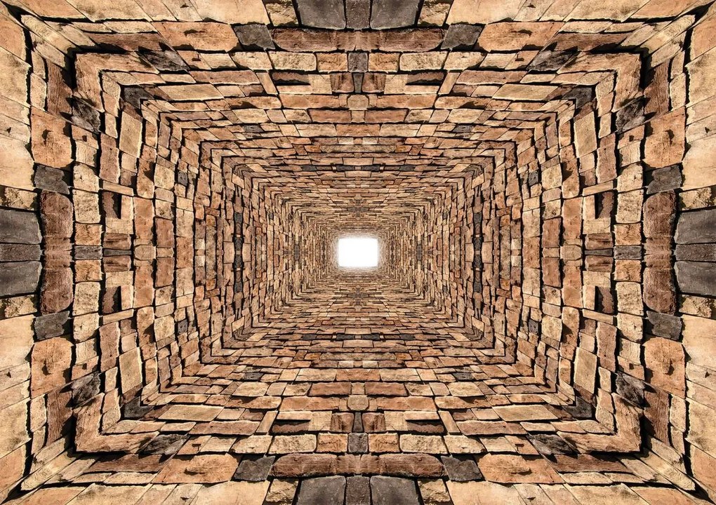 Fototapeta - Tunel 3D kameňov (152,5x104 cm)