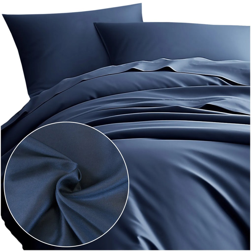 SATÉNOVÉ OBLIEČKY SATINLOVE CLASSIC 140X200 CM, 1KS 70X80 CM TMAVOMODRÉ