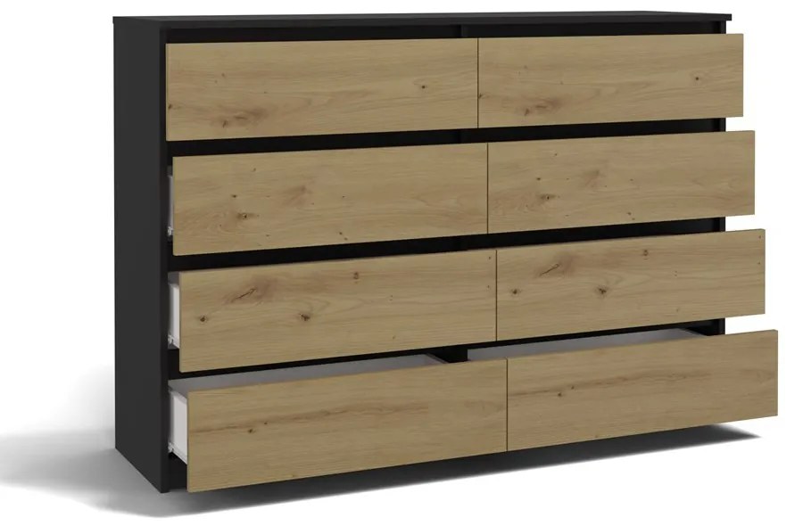 Komoda Musecalo 7 140 (antracit + dub artisan). Akcia -20%. Vlastná spoľahlivá doprava až k Vám domov. 1132829