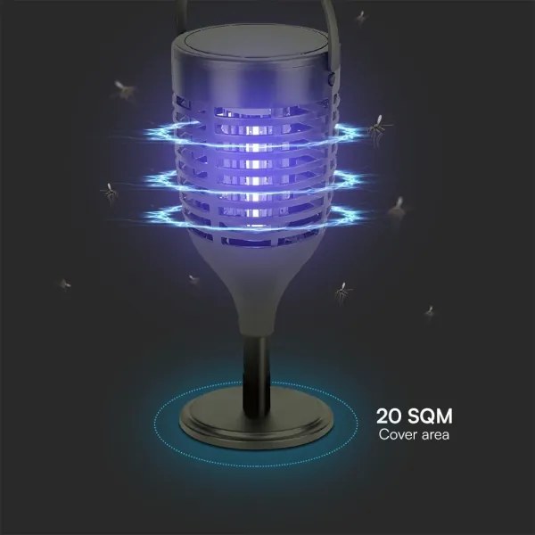 LED Solárny lapač hmyzu LED/1,3W/3,7V IP24 20 m²