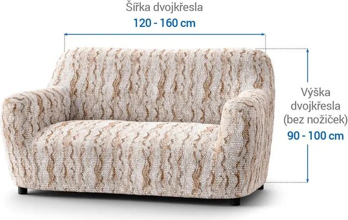 Bielastické poťahy OCEANO NOVÉ béžové dvojkreslo (š. 120 - 160 cm)