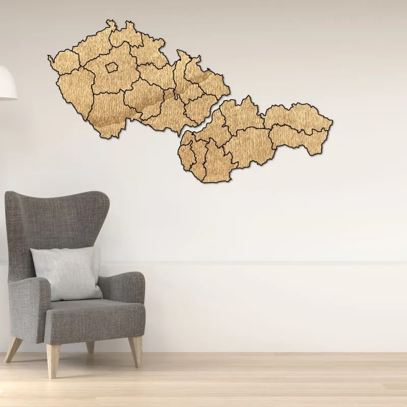 Veľká drevená mapa Slovensko a Česko | SENTOP M011