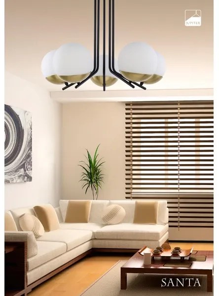 Jupiter 1720 - Luster na tyči SANTA 5xE14/40W/230V mosadz