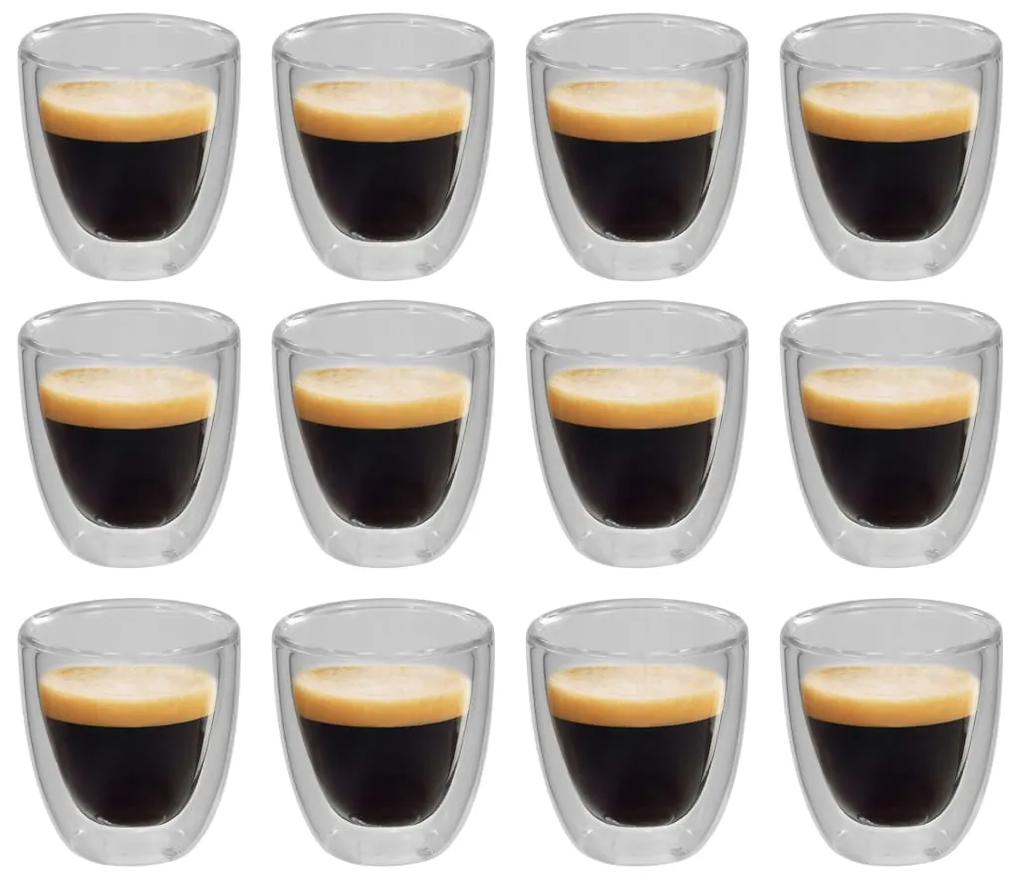 vidaXL Dvostenné termo poháre na kávu 12 ks 80 ml