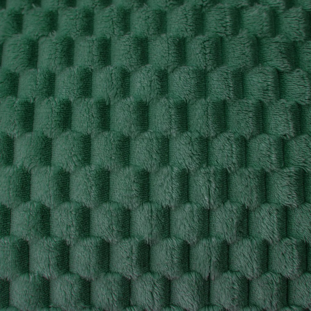 Tmavozelená mikroplyšová deka CUBE 160x200 cm