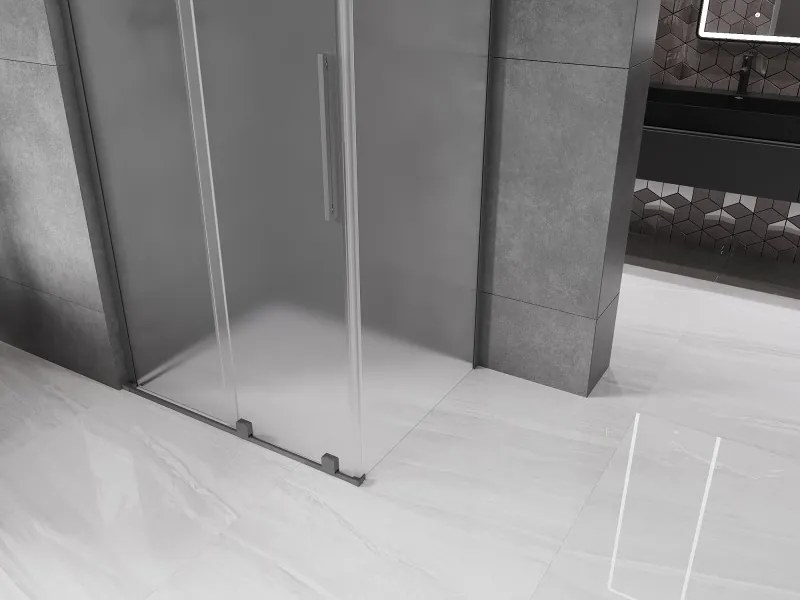 Mexen Velar L, sprchový kút s posuvnými dverami 120 x 100 cm, 8mm sklo námraza, brúsený grafit, 871-120-100-33-95