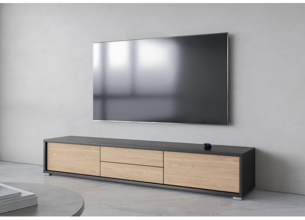 TV stolík Fiora 39 (antracit + dub olejovaný). Akcia -17%. Vlastná spoľahlivá doprava až k Vám domov. 1066465