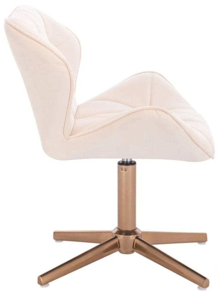 LuxuryForm DESIGN Stolička MILANO VELUR na zlatom kríži - krémová