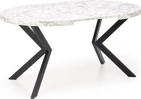 Rozkladací jedálenský stôl 100-250 cm Pepeera (mramor biely + čierna) (pre 6 8 osôb). Vlastná spoľahlivá doprava až k Vám domov. 1049335