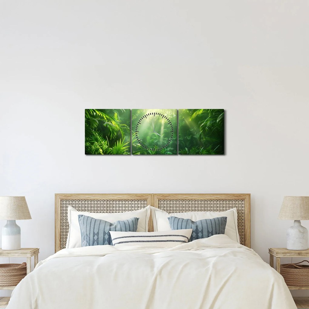 Obraz - Dažďový prales (s hodinami) (90x30 cm)