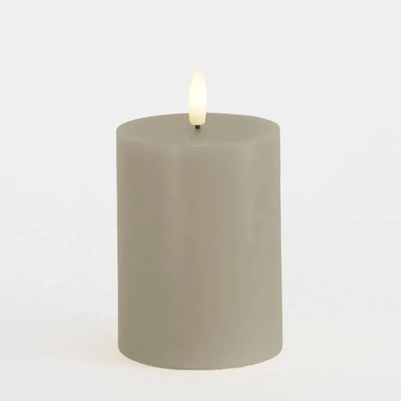 SIRIUS Vosková LED svíčka Sille, světlá šedá, 7,5 x 10 cm