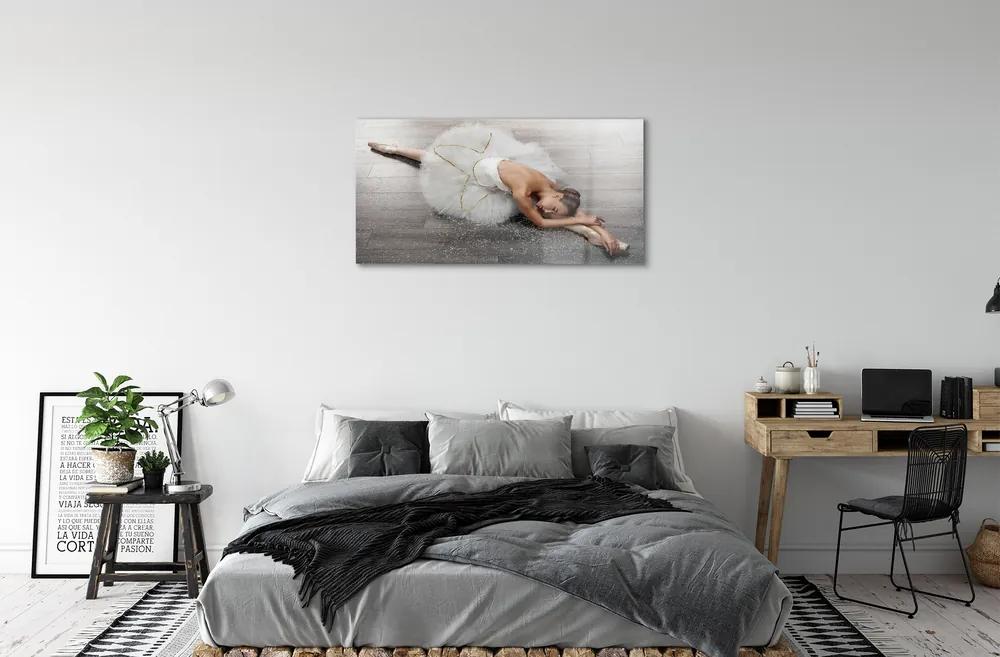 Sklenený obraz Žena biele balerína šaty 125x50 cm