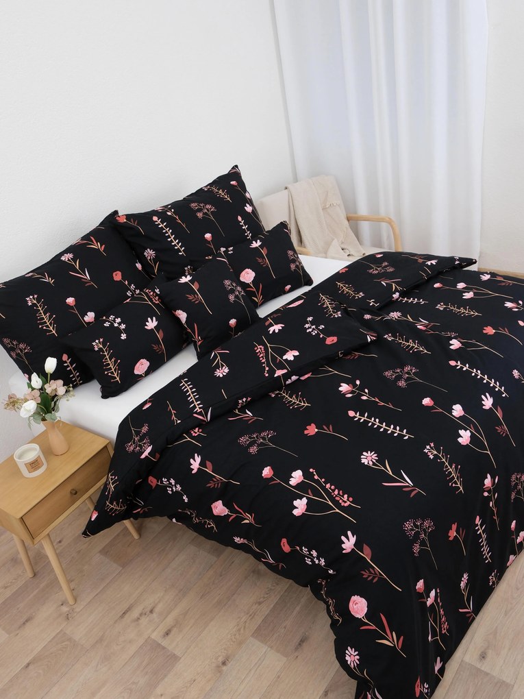 Bavlnené obliečky Renforcé - Vlčie maky čierne