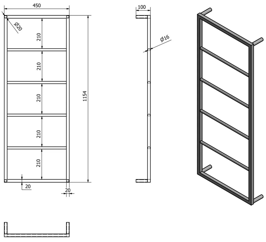 SAPHO Ska511 Ska nástenný sušiak uterákov 45 x 115 x 10 cm, biela mat