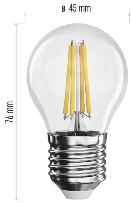 Emos LED žiarovka Filament Mini Globe / E27 / 6 W (60 W) / 810 lm / teplá biela