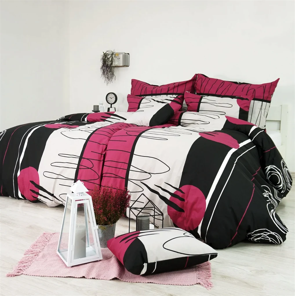 Obliečky Split bordové EMI: Predĺžený set jednolôžko obsahuje 1x 140x220 + 1x 70x90