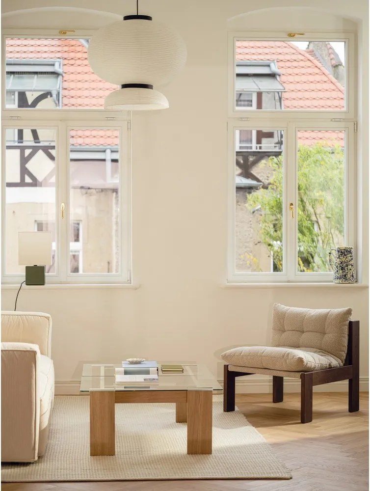 Konferenčný stolík so sklenenou doskou v prírodnej farbe 86x132 cm Naiko – noo.ma
