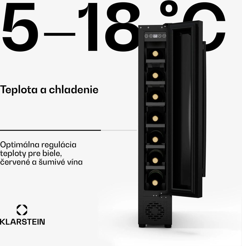 Klarstein Vinovilla 7 Uno chladnička na víno, 1 chladiaca zóna, 7 fliaš, drevené police, 5-18 °C