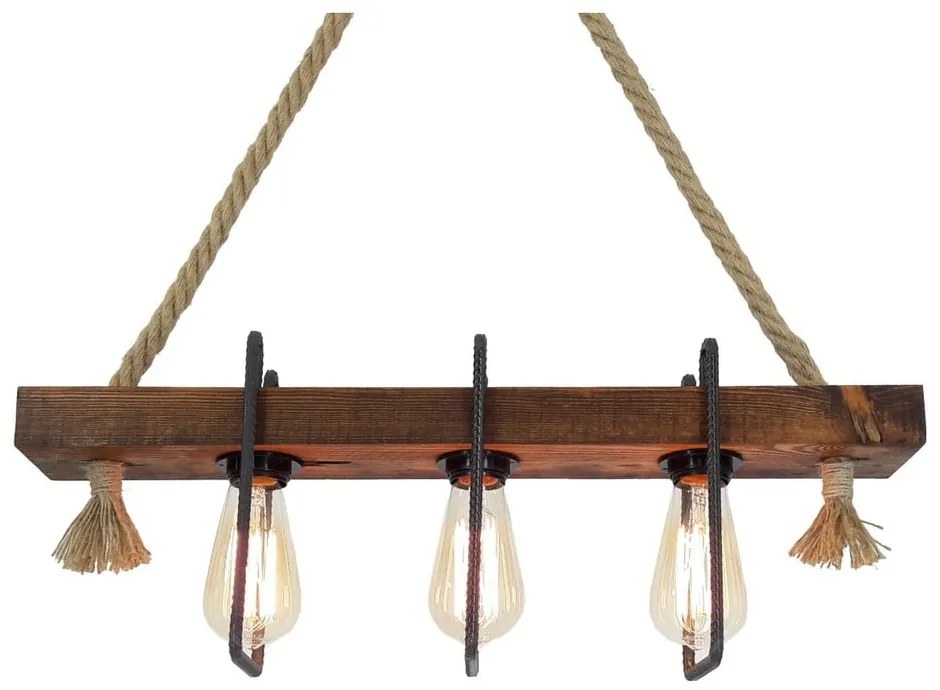 Drevené stropné závesné svietidlo Demir, 3 žiarovky