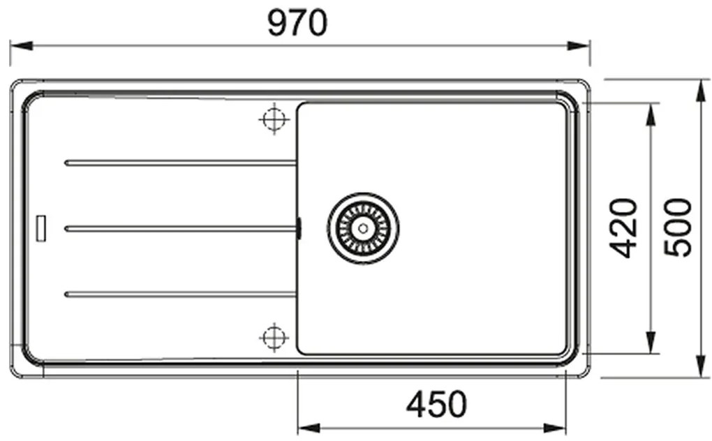 Franke Basic BFG 611, 970x500 mm, fragranitový drez, onyx 114.0285.305