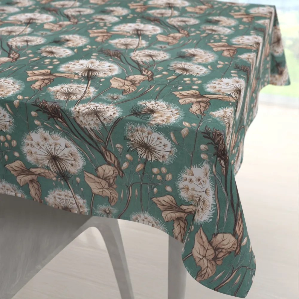 Biante Bavlnený štvorcový obrus Sandra SA-716 Jesenné púpavy na zelenom 50x50 cm