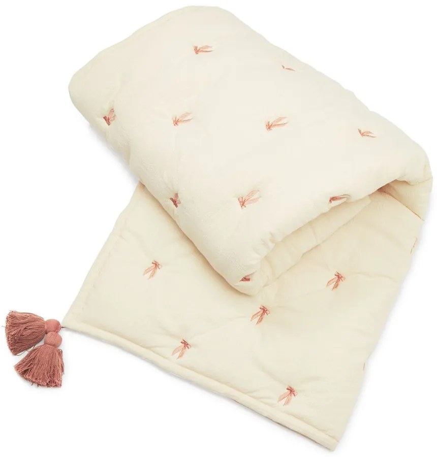 Svetložltá/ružová prešívaná detská deka z Bio bavlny 90x120 cm Bows – Cam Cam Copenhagen