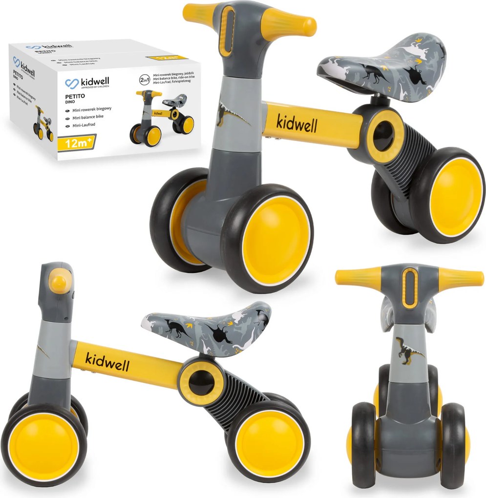 Mini balančný bicykel PETITO Dino 2v1 – ľahké vozítko pre deti od 1 roka, Kidwell