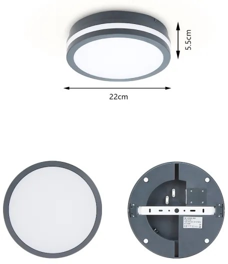 Brilagi - Vonkajšie LED svietidlo so senzorom BENE LED/18W/230V priemer 22 cm IP54