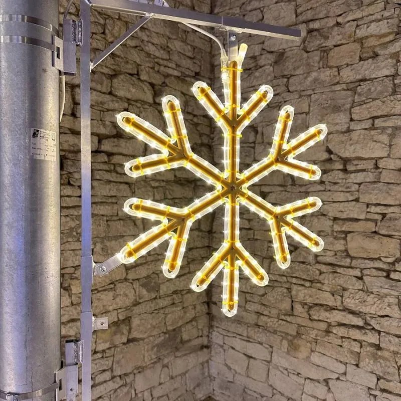 DECOLED LED světelná vločka VI, na sloupy VO 3D tisk, pr. 65 cm, teple bílá