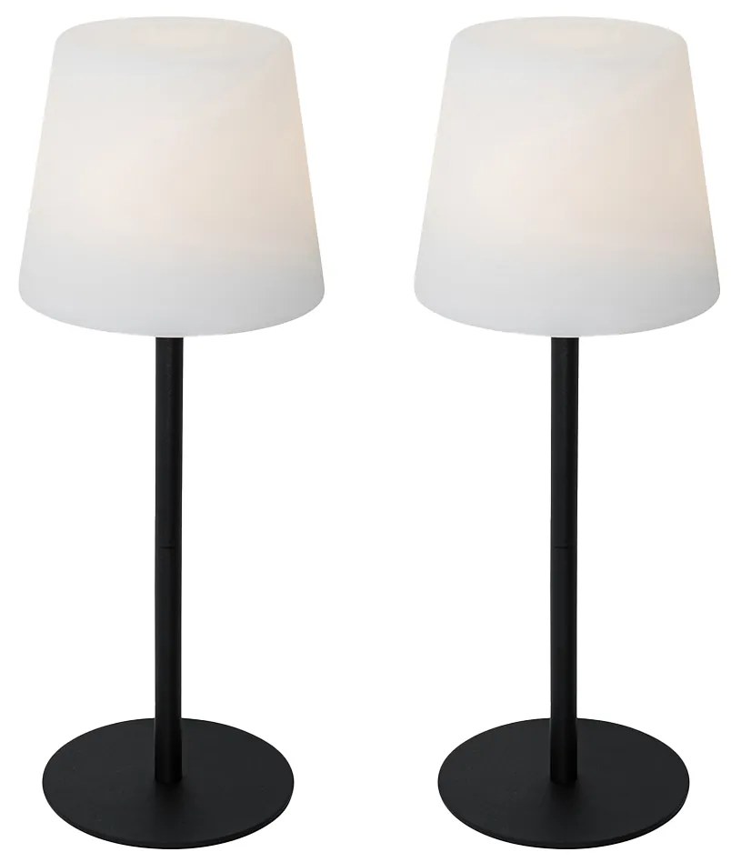 Sada 2 čiernych nabíjateľných stolových lámp 40 cm IP54 - Jude