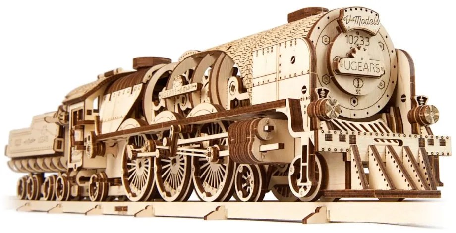 Ugears 3D puzzle Lokomotiva V-Express s vagónem 538 ks