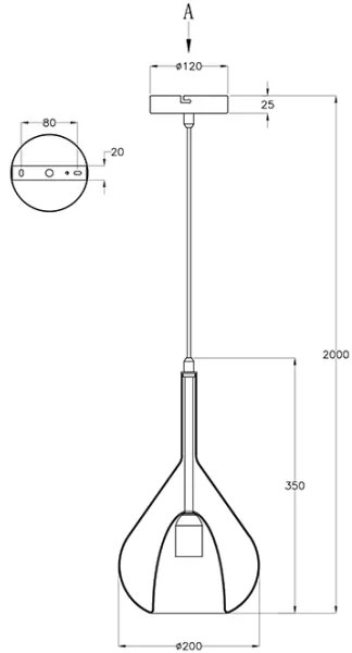 Fabas Luce 3481-40-125 - Luster na lanku LILA 1xE27/40W/230V zlatá