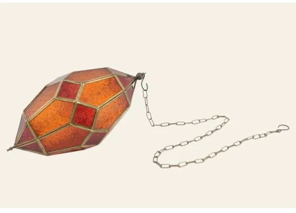Orientálna závesná lampa SELLIMA - oranžovo červená