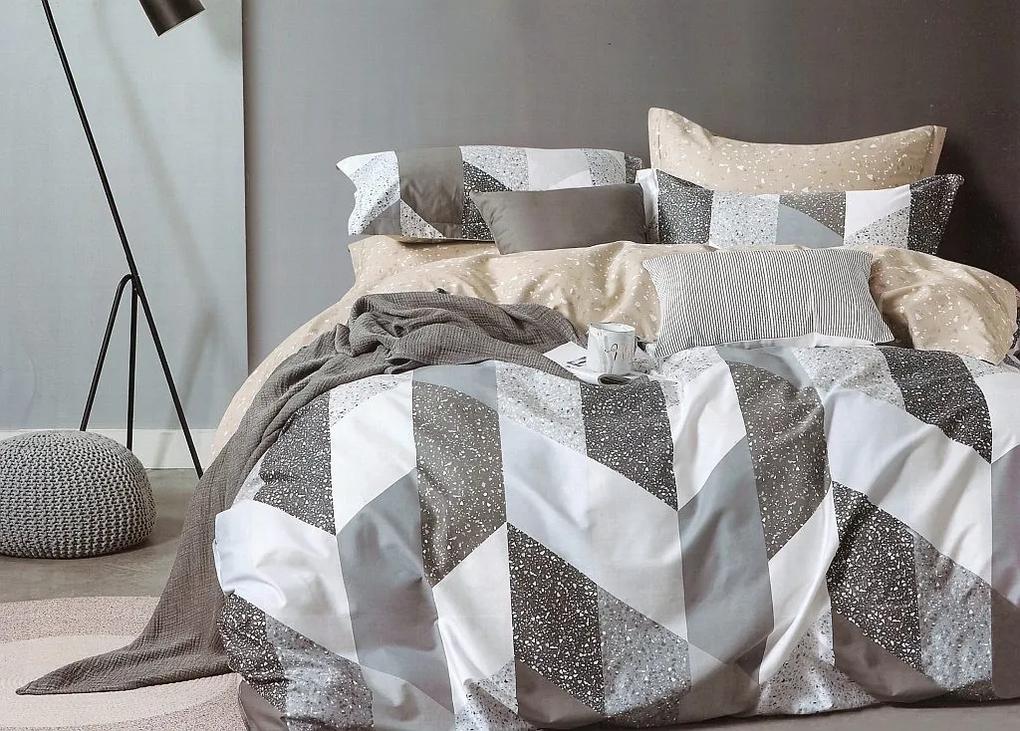 DomTextilu Sivé bavlnené posteľné obliečky s geometrickými tvarmi 3 časti: 1ks 160 cmx200 + 2ks 70 cmx80 Sivá 34501-178051