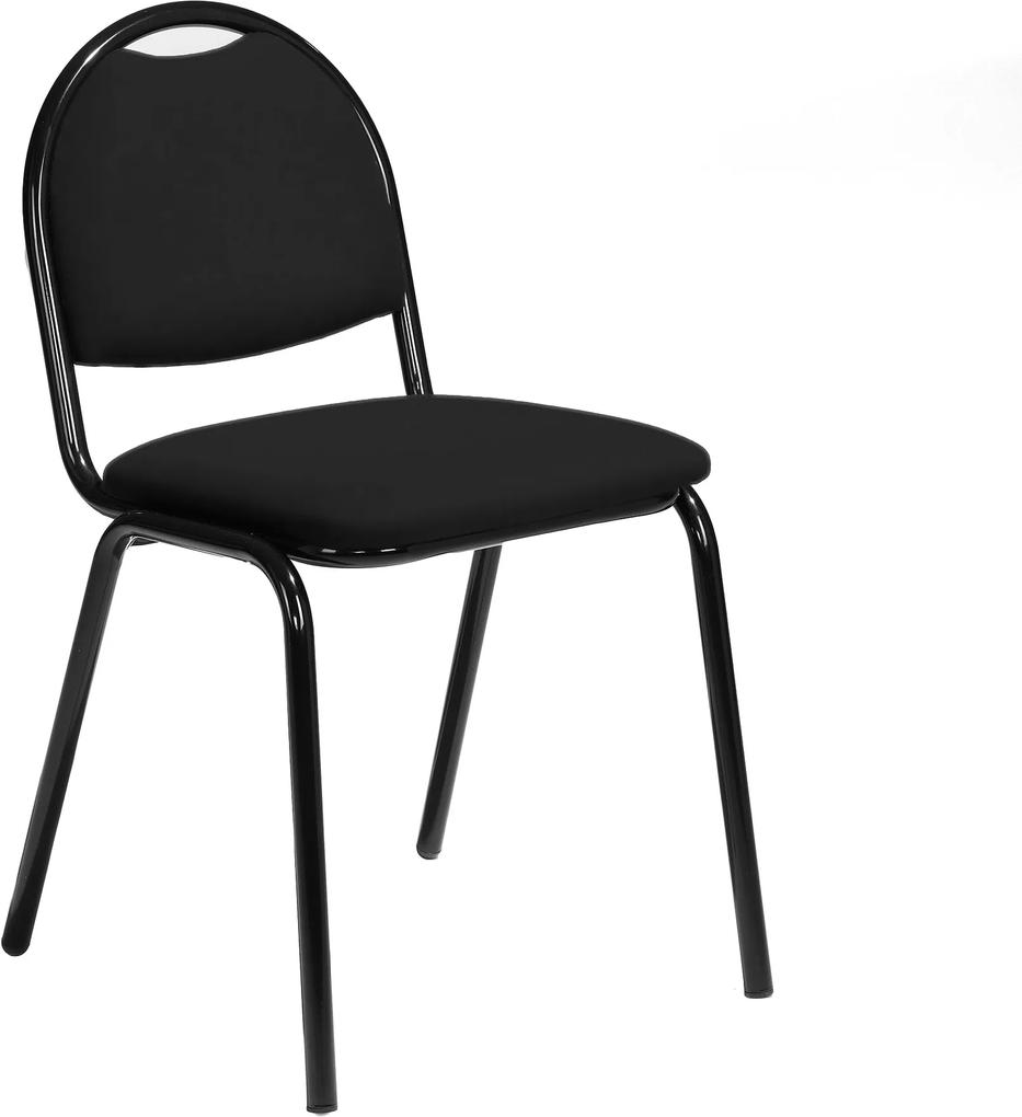 Jedálenská stolička Warren, čierna koženka / čierna, celková šírka 495 mm