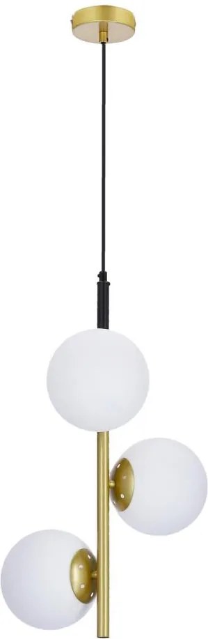 Luster na lanku DUO 3xE14/40W/230V zlatá/čierna