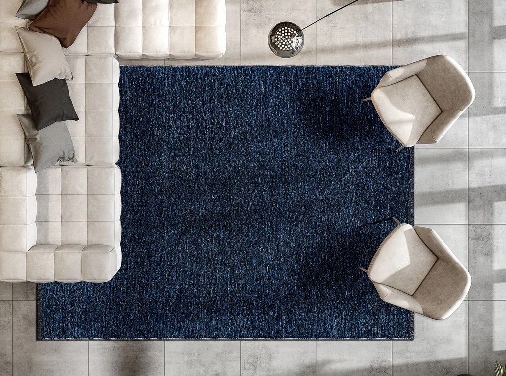 Koberec FLORENCE 24021 Jednfarebný, glamour, plocho tkaný, modrý