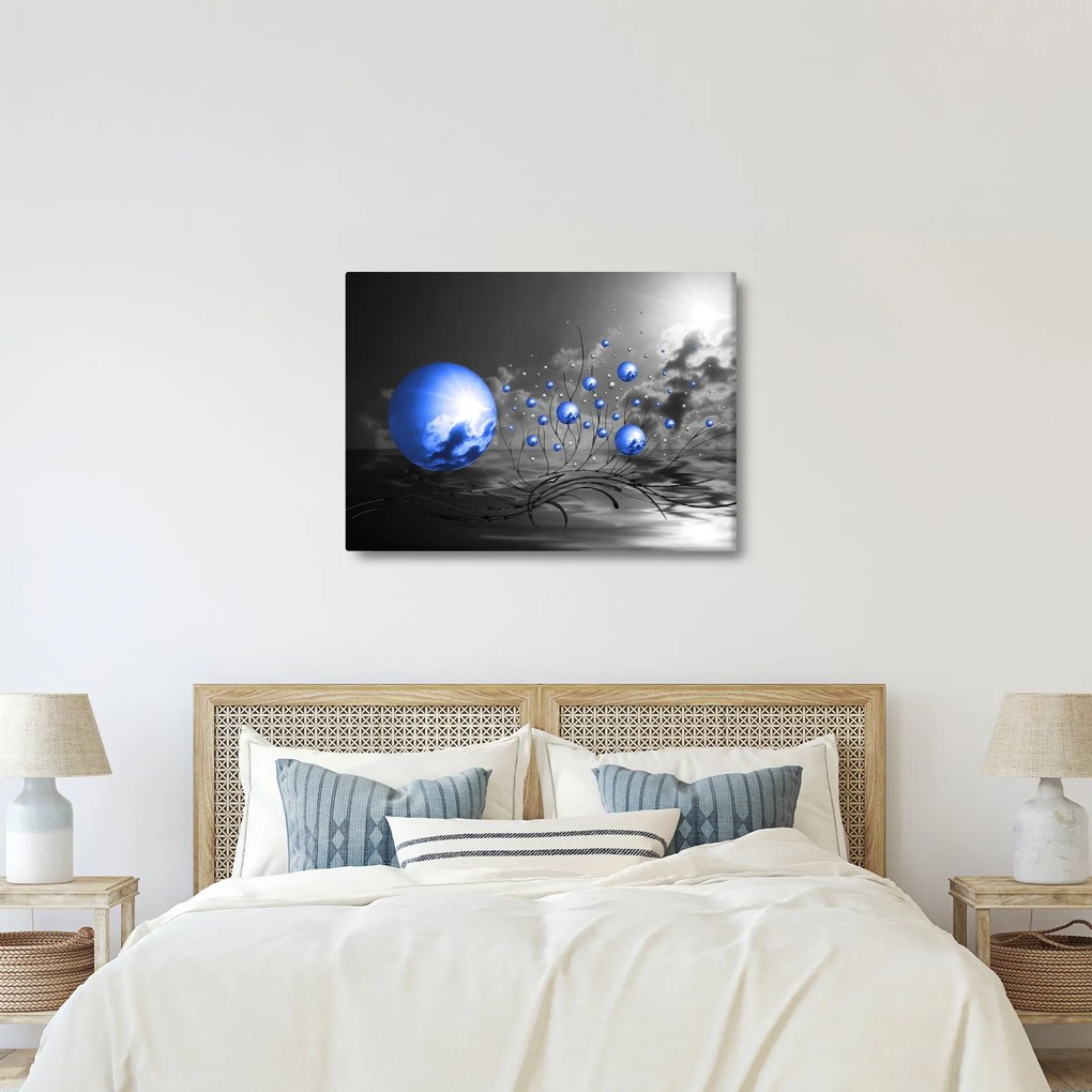 Obraz tmavo modrých gulí (70x50 cm)