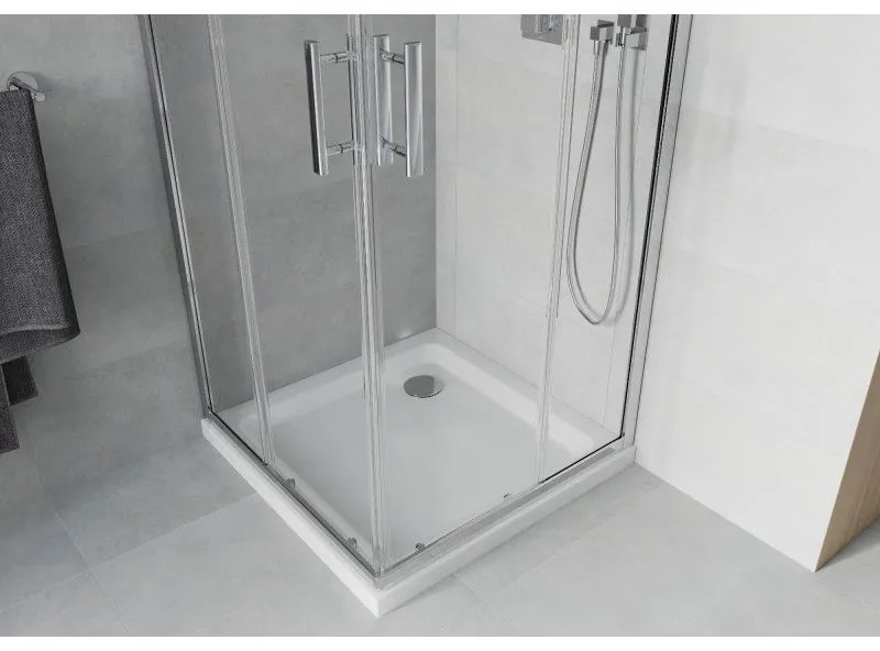 Mexen Rio štvorcový sprchovací kút 90 x 90 cm, 6mm sklo, chrómový profil-číre sklo + slim sprchová vanička 5cm, 860-090-090-01-00-4010