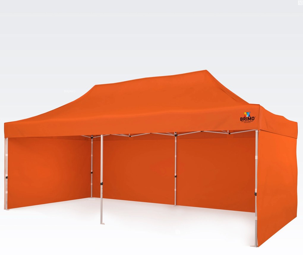 BRIMO Párty stan 3x6 m Nožnicový (3 steny) - Oceľová Konštrukcia a Plachta 330g/m² - s 3 stenami - Oranžová 11