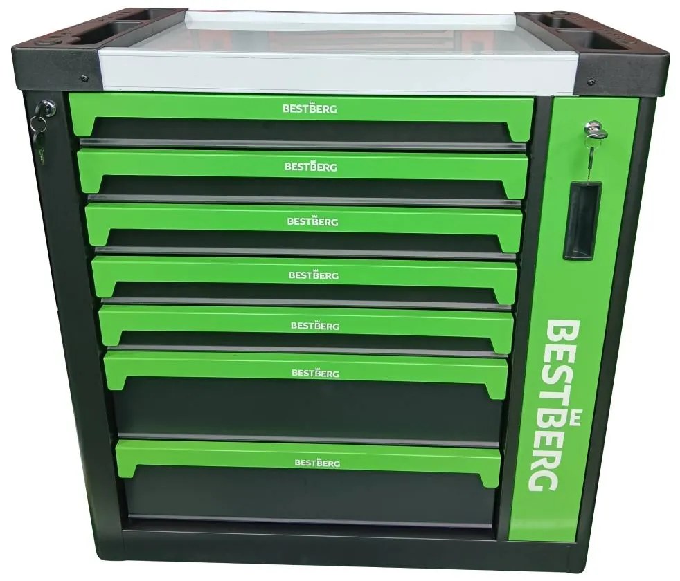 Kovový pojazdný dielenský vozík so 7 zásuvkami BestBerg BBTC-702 / SPCC steel